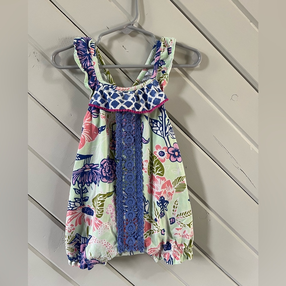 EUC Matilda Jane Parachute Romper Sz 12-18 Mths Girl Baby Ruffled Bottom